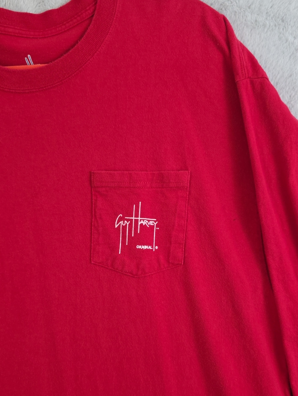 Guy Harvey Marlin Sailfish Long Sleeve Pocket T-Shirt Red Men's XL Fishing Graph - Picture 2 of 10